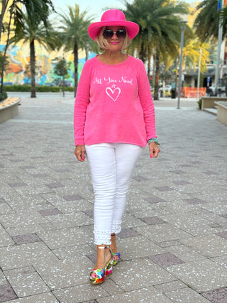 PINK ALL YOU NEED IS LOVE SWEATER