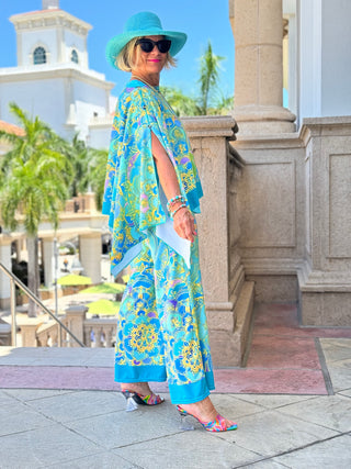 TROPICAL AQUA MARINE PALAZZO PANT