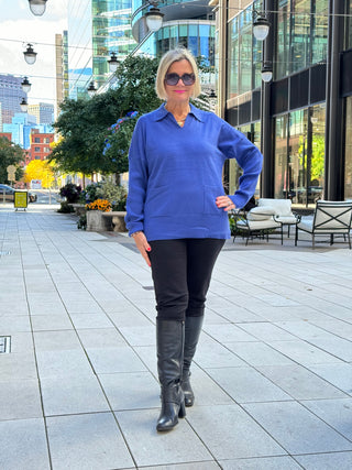 LULU-B 2 POCKET SAPPHIRE CASHMERE SWEATER