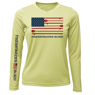 Michigan Freshwater Born SUP Flag Women's Long Sleeve UPF 50+ Dry-Fit Shirt