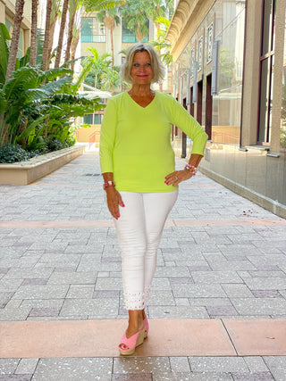 LIME V NECK TOP