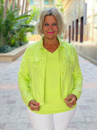 LIME V NECK TOP