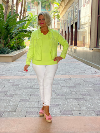 LIME V NECK TOP