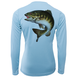 Michigan Freshwater Born Smallmouth Bass Women's Long Sleeve UPF 50+ Dry-Fit Shirt