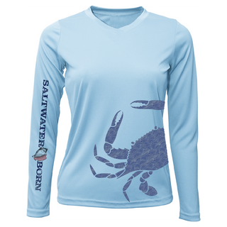 Blue Crab Wrap Women's Long Sleeve UPF 50+ Dry-Fit Shirt