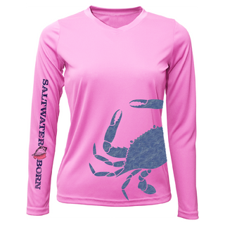 Blue Crab Wrap Women's Long Sleeve UPF 50+ Dry-Fit Shirt