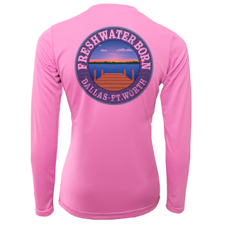 DFW, TX Flag Freshwater Born Women's Long Sleeve UPF 50+ Dry-Fit Shirt