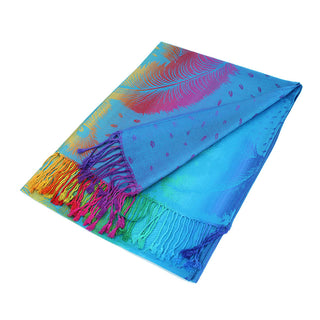 Colorful Peacock Printed Pashmina Scarf Shawl