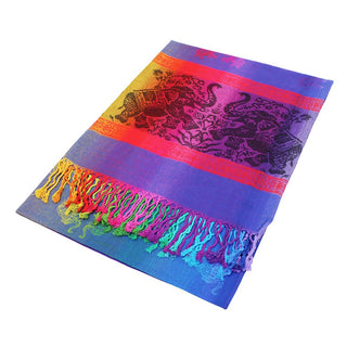 Colorful Elephant Printed Pashmina Scarf Shawl