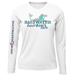 Key West, FL "Saltwater Hair...Don't Care" Long Sleeve UPF 50+ Dry-Fit Shirt