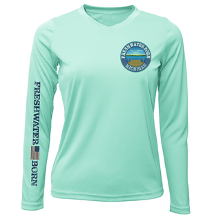 Michigan Freshwater Born Largemouth Bass Women's Long Sleeve UPF 50+ Dry-Fit Shirt