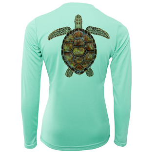 Siesta Key Realistic Turtle Women's Long Sleeve UPF 50+ Dry-Fit Shirt