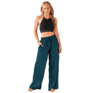 Deep Teal Wide Leg Drawstring Pants