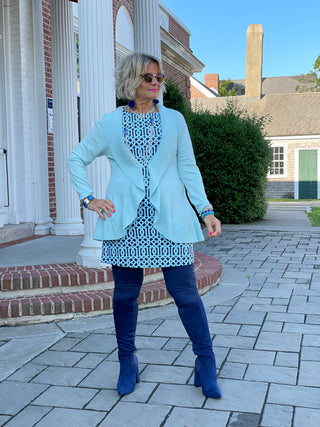 CAROLINE PALE BLUE RUFFLE SWEATER