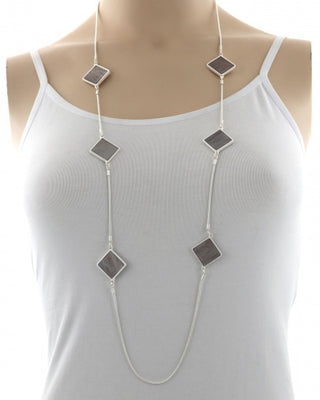 Rhombus Cellulose Acetate Long Necklace