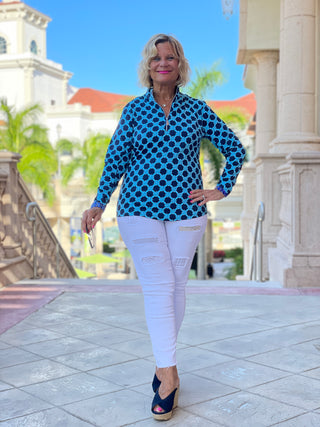 SEASIDE BLUE ZIPPER TOP