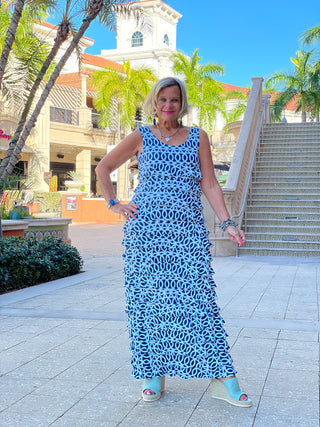 MELINA BLUE CHA CHA MAXI DRESS