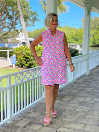 PALM TREE SIESTA COLLAR DRESS