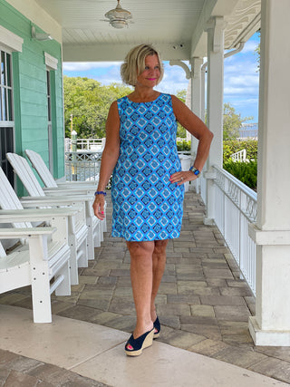 BAHAMA BLUE SHIFT DRESS