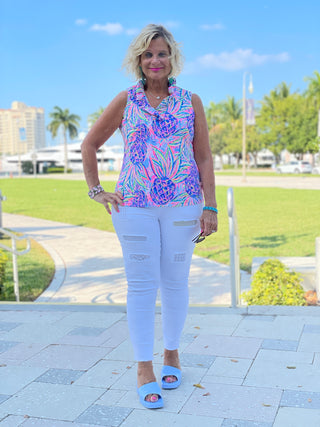 PINK PINEAPPLE DREAM SLEEVELESS RUFFLE