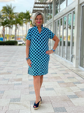 SEASIDE BLUE SHORT SLEEVE DRESS