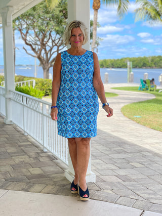 BAHAMA BLUE SHIFT DRESS