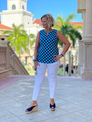 SEASIDE BLUE SLEEVELESS V NECK