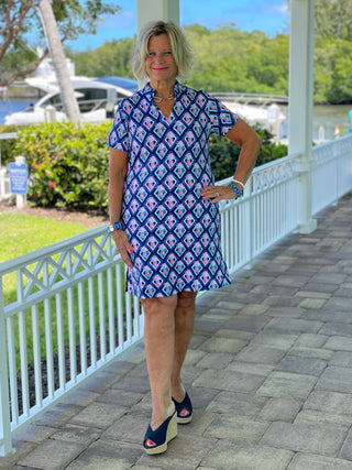 PINEAPPLE VACA SHORT SLEEVE DRESS