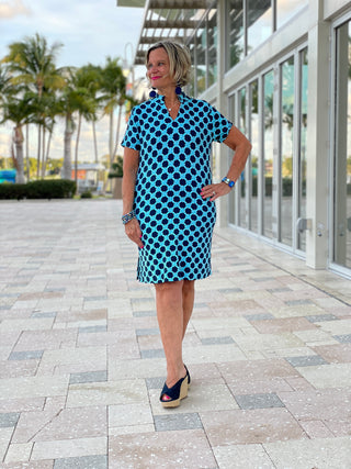 SEASIDE BLUE SHORT SLEEVE DRESS