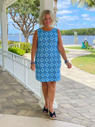 BAHAMA BLUE SHIFT DRESS