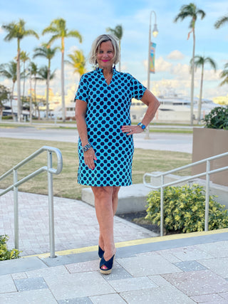 SEASIDE BLUE SHORT SLEEVE DRESS