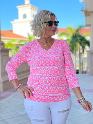 CANDY PINK V NECK TOP