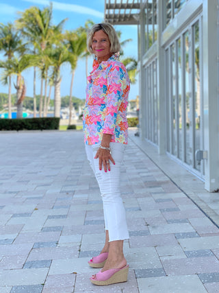 PALM BEACH GARDEN 3/25 RUFFLE TOP