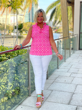 PINK DIAMONDS SLEEVELESS RUFFLE