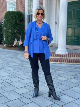 BLUE MESH RUFFLE WRAP