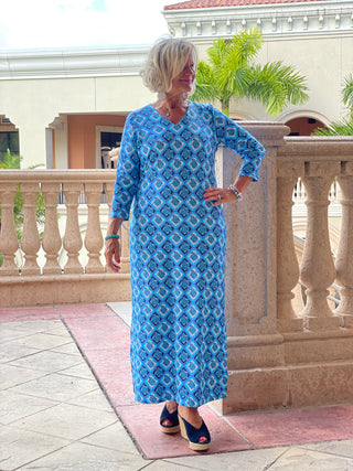 BAHAMA BLUE TURTLE ELBOW MAXI