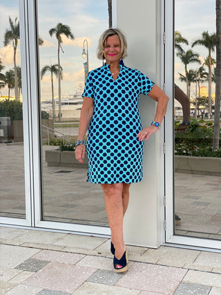 SEASIDE BLUE SHORT SLEEVE DRESS