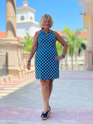 SEASIDE BLUE KEYHOLE DRESS