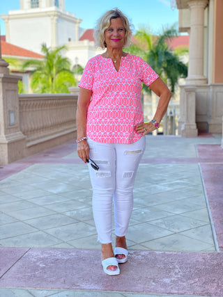 CANDY PINK SHORT SLEEVE TOP