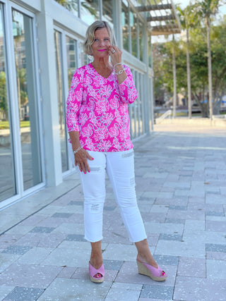 PINK LANE V-NECK TOP