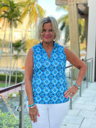 BAHAMA BLUE SLEEVELESS ZIPPER