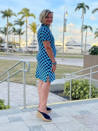 SEASIDE BLUE SHORT SLEEVE DRESS